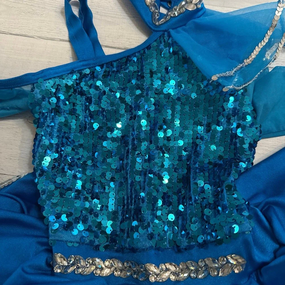Weismann girls‎ blue tutu sequin leotard child size IC 7/8